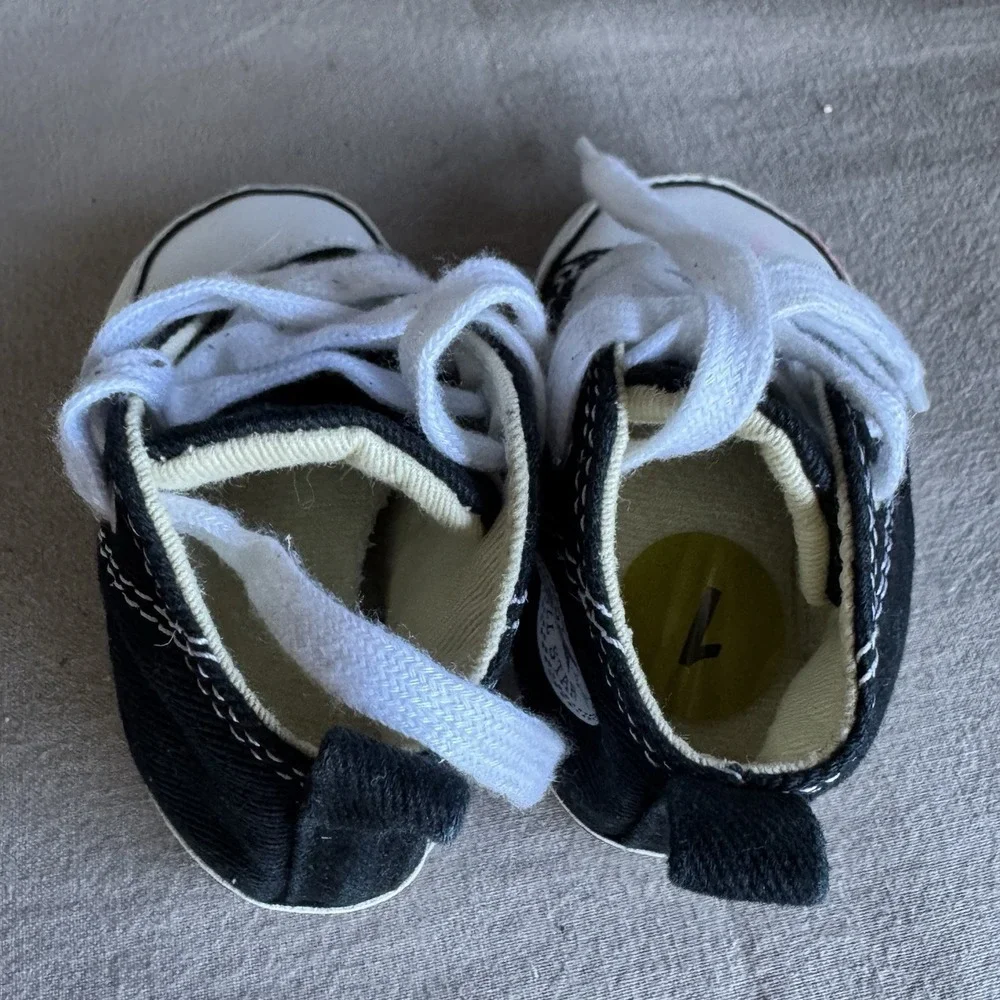 Size 1c - Converse Newborn Crib Booties Black 8J231 First All Star Baby Shoes